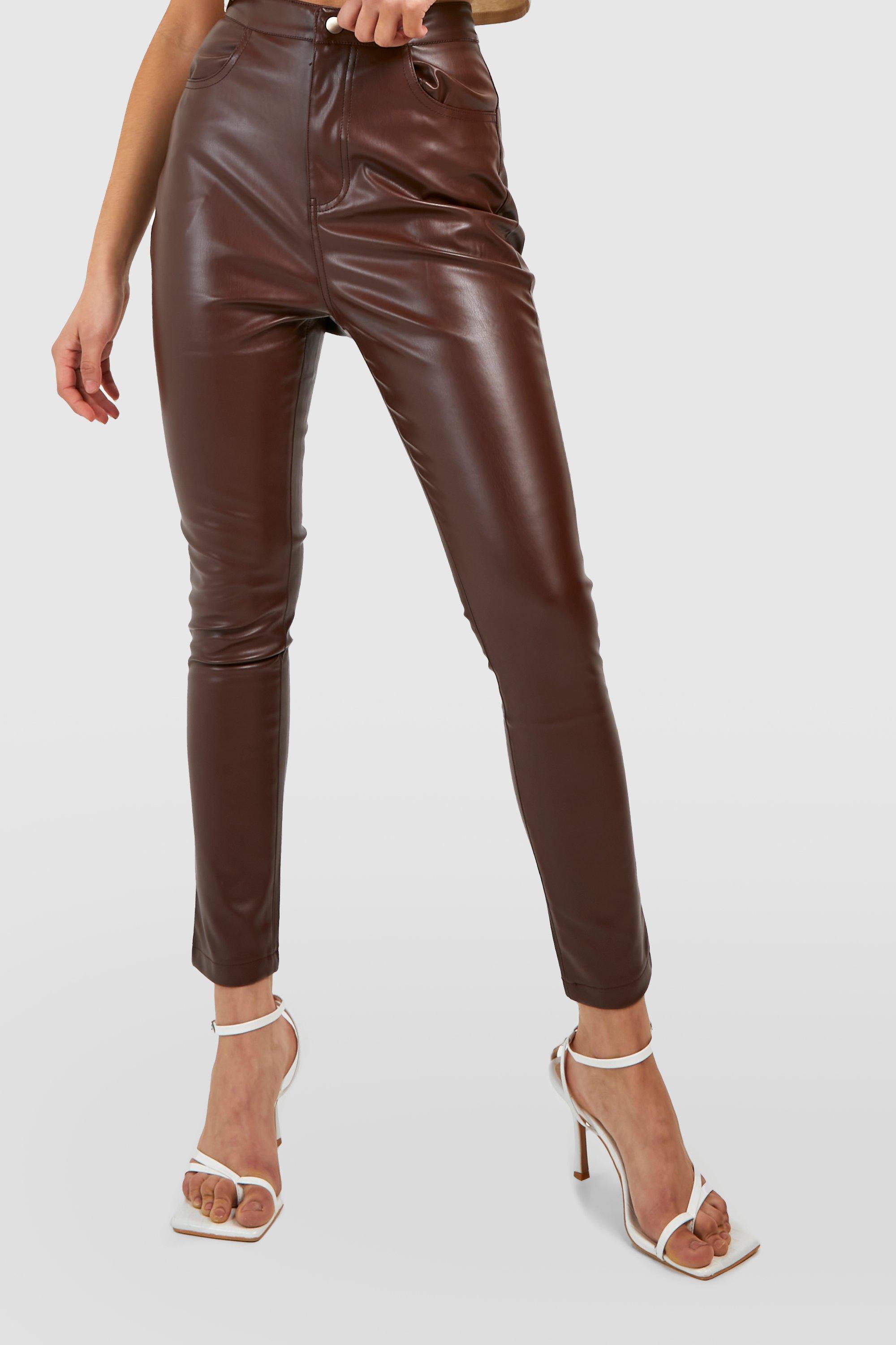 Womens skinny clearance leather trousers